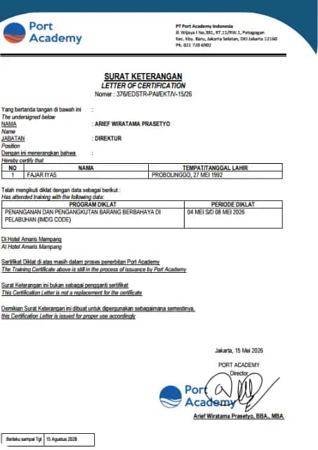 Sertifikasi IMDG Code